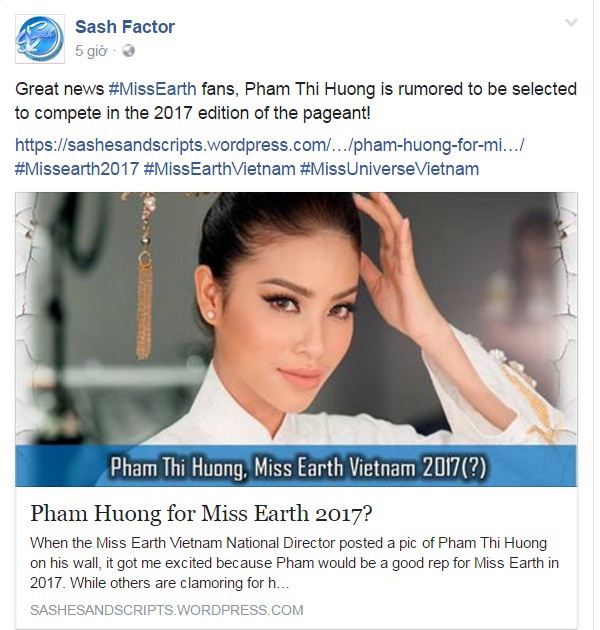 Phạm Hương thi hoa hậu trái đất 17