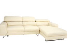 Sofa da thật góc phải, màu be