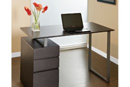Home Office Desk in Espresso Finish with Steel base