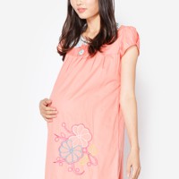 Váy kaki cổ sen tay ngắn thêu hoa Lam Phát