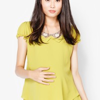 Áo voan 2 tầng cổ đính cườm tay ngắn Lam Phát