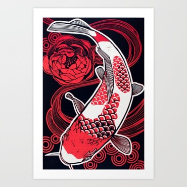 Cá Chép và Mẫu Đơn