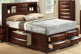 Emily Tobacco Brown Contempoary Queen Storage Bed