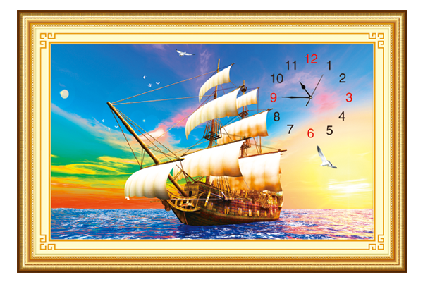 Tranh thêu chữ thập con tàu