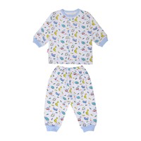 Bộ thun cài nút tay dài bo họa tiết khủng long Nanio size 2