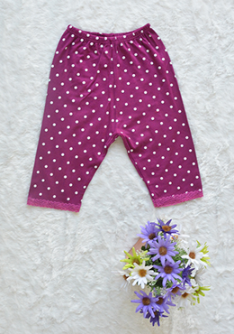 Quần Legging Bé Gái Cotton Chấm Bi Tím