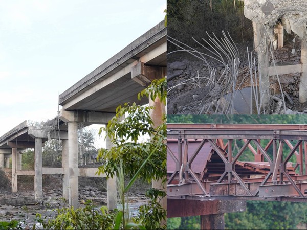 ទិដ្ឋភាពនៃការខូចខាត ស្ពានជ័យជម្នះ (មេទឹក) ដែលស្ថិតក្នុងឃុំថ្មដារ ស្រុកវាលវែង ខេត្តពោធិ៍សាត់ ដោយទាហានឈ្លានពានថៃ បានទម្លាក់គ្រាប់បែកដោយប្រើយន្តហោះ F-16