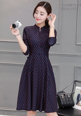 Đầm xoè dạ tiệc hoa tiết