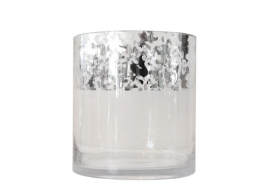 Bình hoa thủy tinh viền màu bạc