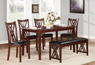 Cherry and Black 6 Piece Traditional Dining Set with Bench - Luna Collection