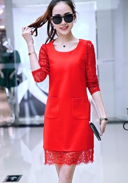 Đầm suông tay ren 2 túi