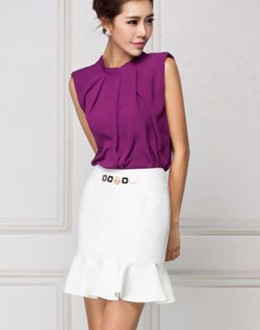 C414 Chân váy trắng dáng ôm xòe