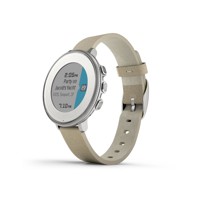 Pebble Time Round 14mm Smartwatch - SILVER (ខ្សែស្បែកពណ៌ប្រផេះ)