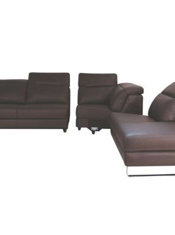 Sofa da Malaysia góc phải, màu socola