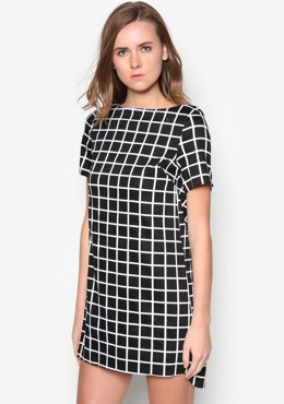 Đầm Suông Vạt High Low Caro