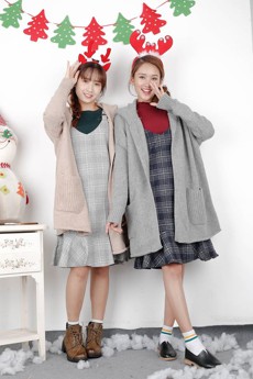 អាវរោមចៀមដែលមានក្រណាត់ មានហោប៉ៅ 2 (ត្នោតខ្ចី ប្រផេះ ត្នោត)