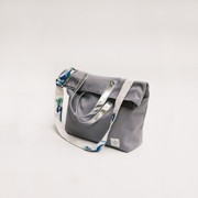 Busi Messenger in Grey and Silver and Patterned Strap