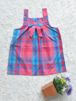 Đầm Caro bé gái màu caro xanh và đỏ 