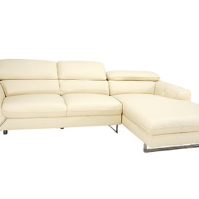 Sofa da thật góc phải, màu be