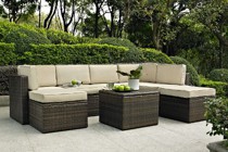 Palm Harbor Sand/Dark Brown 8-Piece Outdoor Wicker Sectional