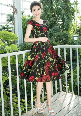 LD649 Đầm hoa đẹp dáng xoè