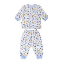 Bộ thun cài nút tay dài bo họa tiết khủng long Nanio size 2