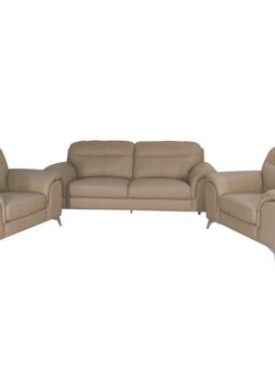Sofa da Malaysia 1+1+3, màu xám nhạt