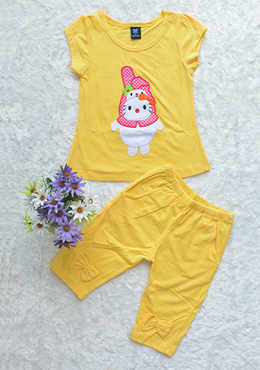 Đồ Bộ Bé Gái Thêu Thỏ Hè 2017 Vàng 