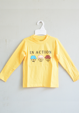 Áo Bé Trai Cotton In Ba Chú Hề Nhí Vàng