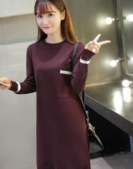 Đầm len tay dài 2 túi