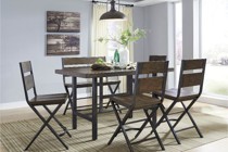 6 Piece Dining Set - Reclaimed Wood and Metal Contemporary Counter Height