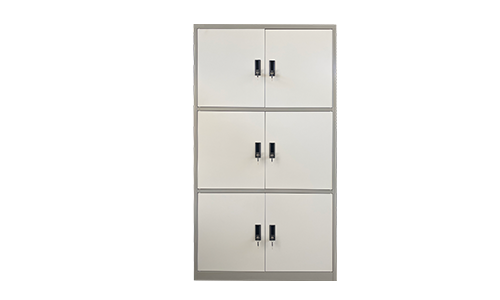 SIX PARTITIONED OPEN SWING DOOR CUPBOARD