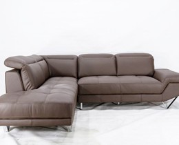 Sofa da Malaysia góc trái, màu nâu