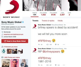 Hacker tấn công tài khoản Sony Music, tuyên bố Britney Spears đã chết