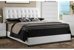 White Tufted Queen Bed - Avery