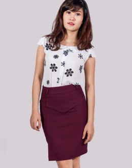 C406 Chân váy công sở xẻ bên