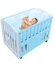 Cũi Le Lumber Folding Crib BC11 - Màu Trắng Xanh