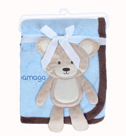      CHĂN BÔNG 2 LỚP MAMAGO ĐÍNH CHÚ GẤU MM06