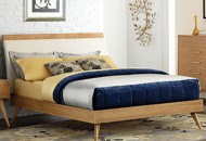 Light Ash Mid-Century Modern Queen Platform Bed - Anika