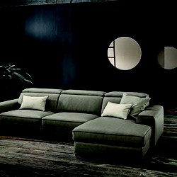 Sofa da Italia góc phải, màu xám nhạt