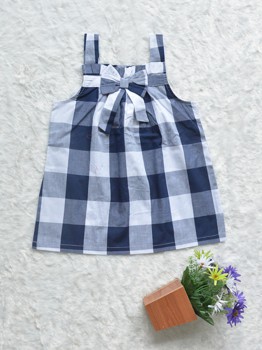 Đầm Caro bé gái màu caro xanh đen và đỏ