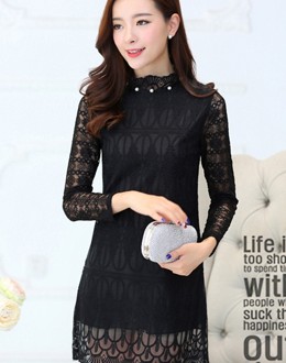 Đầm suông ren cổ ngọc trai