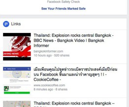 Facebook bị lừa bởi tin đồn nhảm, bật tính năng Safety Check ở Bangkok dù chẳng có chuyện gì xảy ra