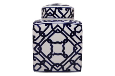 Bình gốm có nắp blue