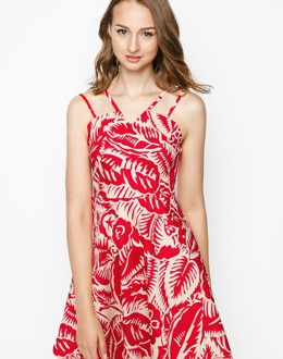 Đầm Dây Họa Tiết Đỏ