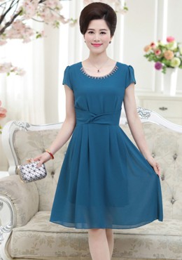 LD659 Đầm trung niên chất liệu voan lụa