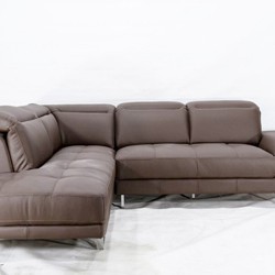 Sofa da Malaysia góc trái, màu nâu