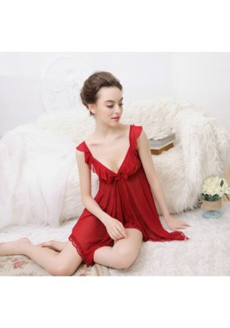 Váy ngủ cánh tiên xoè gợi cảm màu đỏ đô quyến rũ