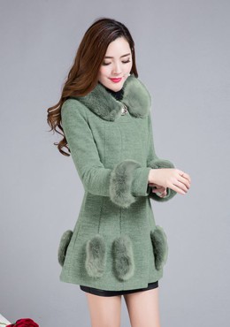 MT53 Áo khoác dạ cổ lông