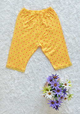 Quần Legging Bé Gái Cotton Chấm Bi Vàng